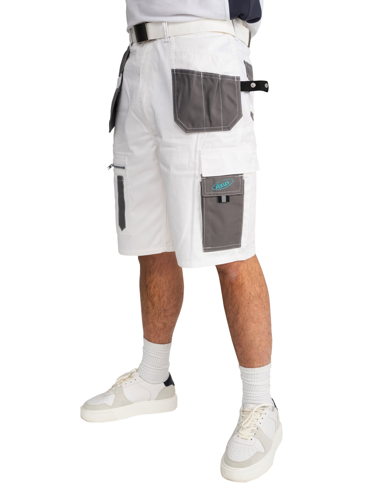 S-Tex Painter's Shorts, Bright White & Grey